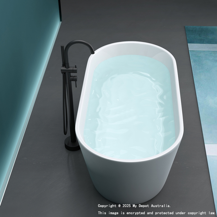 1500mm Oval Gloss White Acrylic Free Standing Bathtub No Overflow