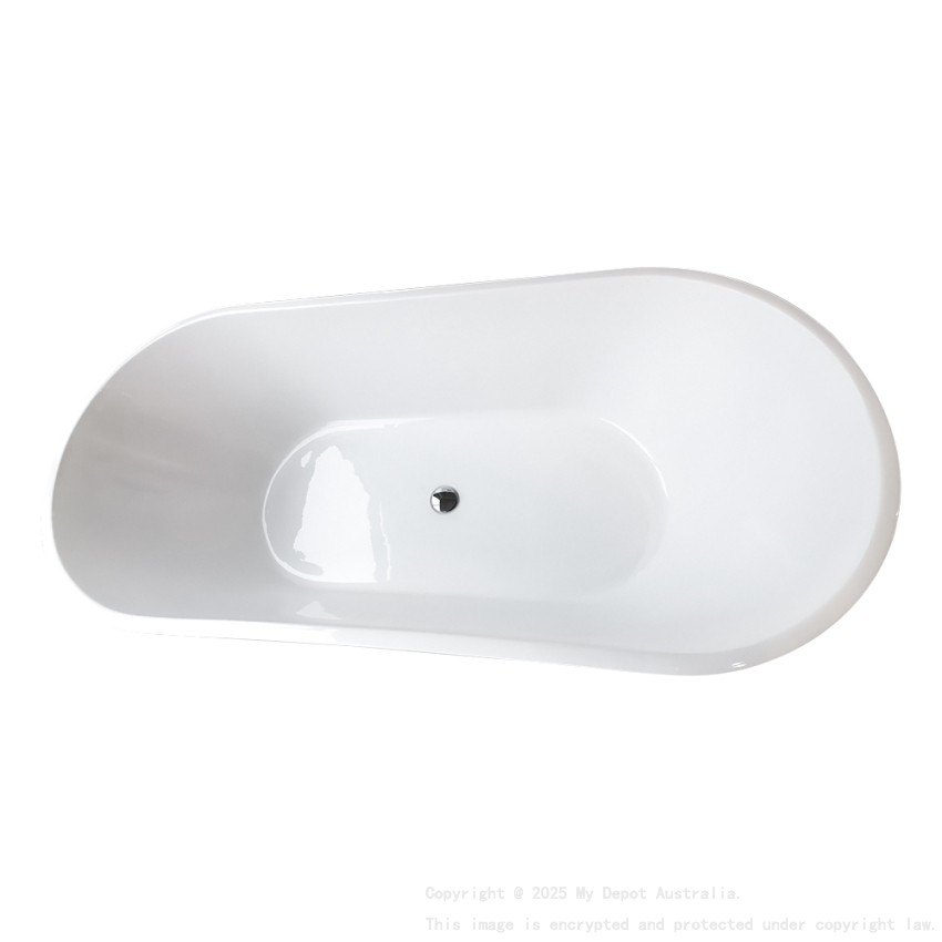 1700mm Oval Gloss White Acrylic Free Standing Bathtub No Overflow