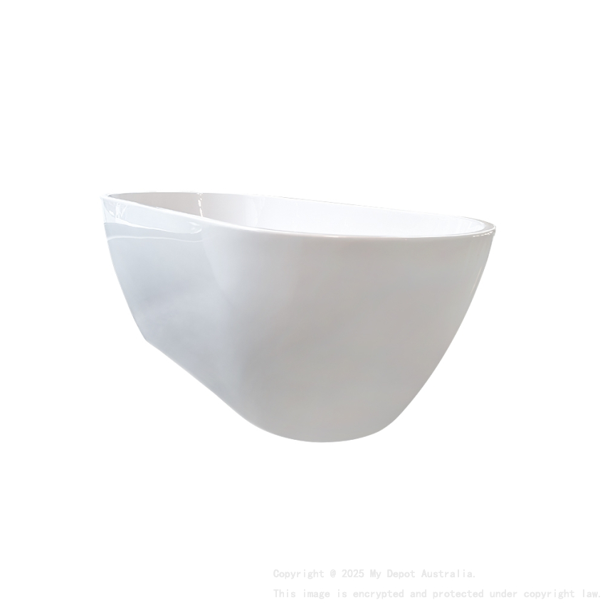 1500mm Oval Gloss White Acrylic Free Standing Bathtub No Overflow