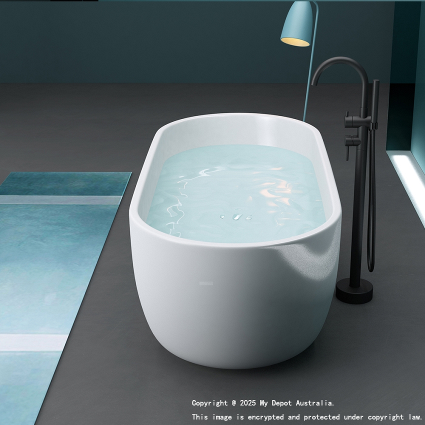 1500mm Oval Gloss White Acrylic Free Standing Bathtub No Overflow