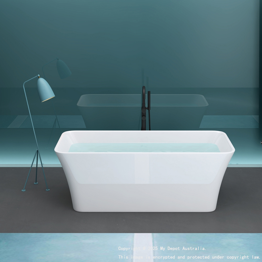 1500mm Rectangle Gloss White Acrylic Free Standing Bathtub No Overflow