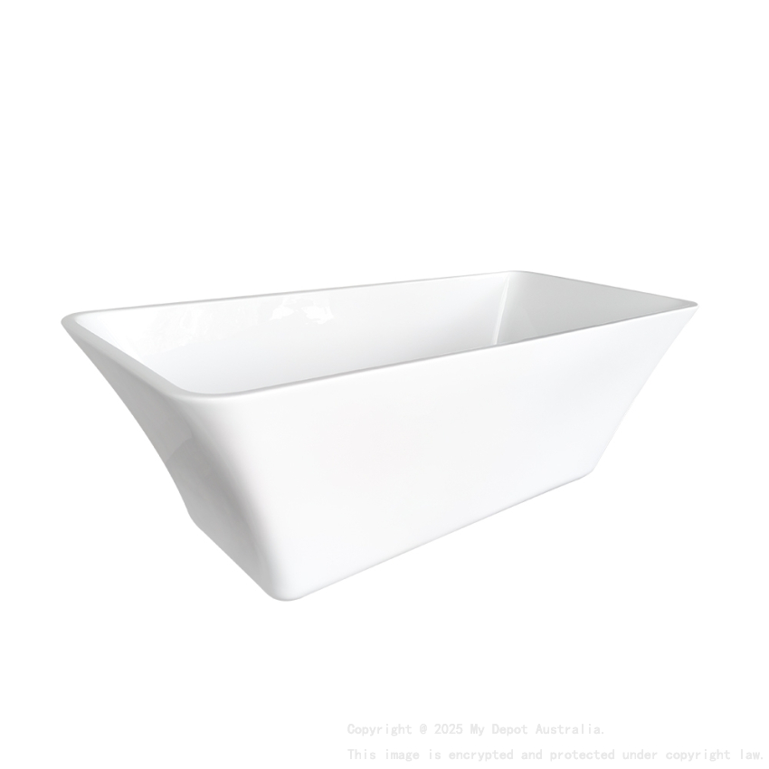 1700mm Rectangle Gloss White Acrylic Free Standing Bathtub No Overflow