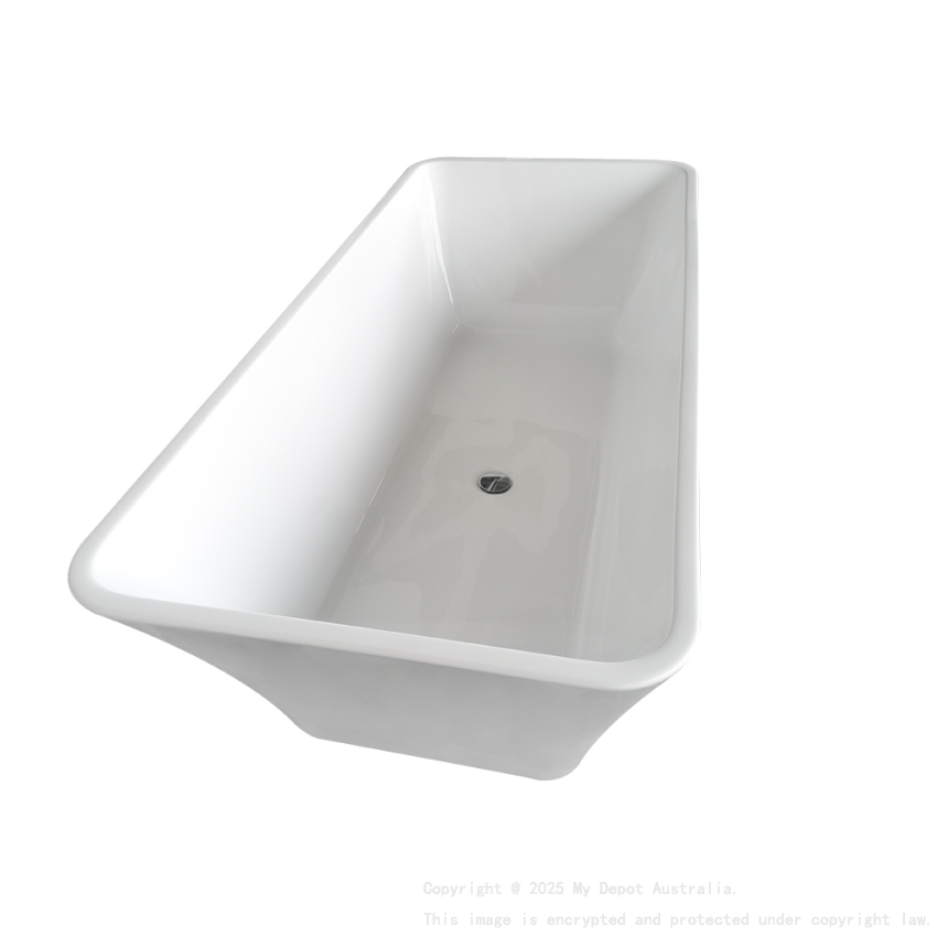 1700mm Rectangle Gloss White Acrylic Free Standing Bathtub No Overflow