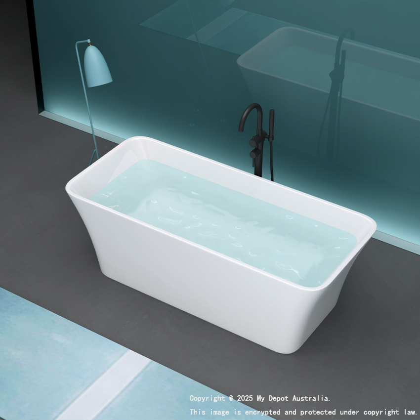 1700mm Rectangle Gloss White Acrylic Free Standing Bathtub No Overflow
