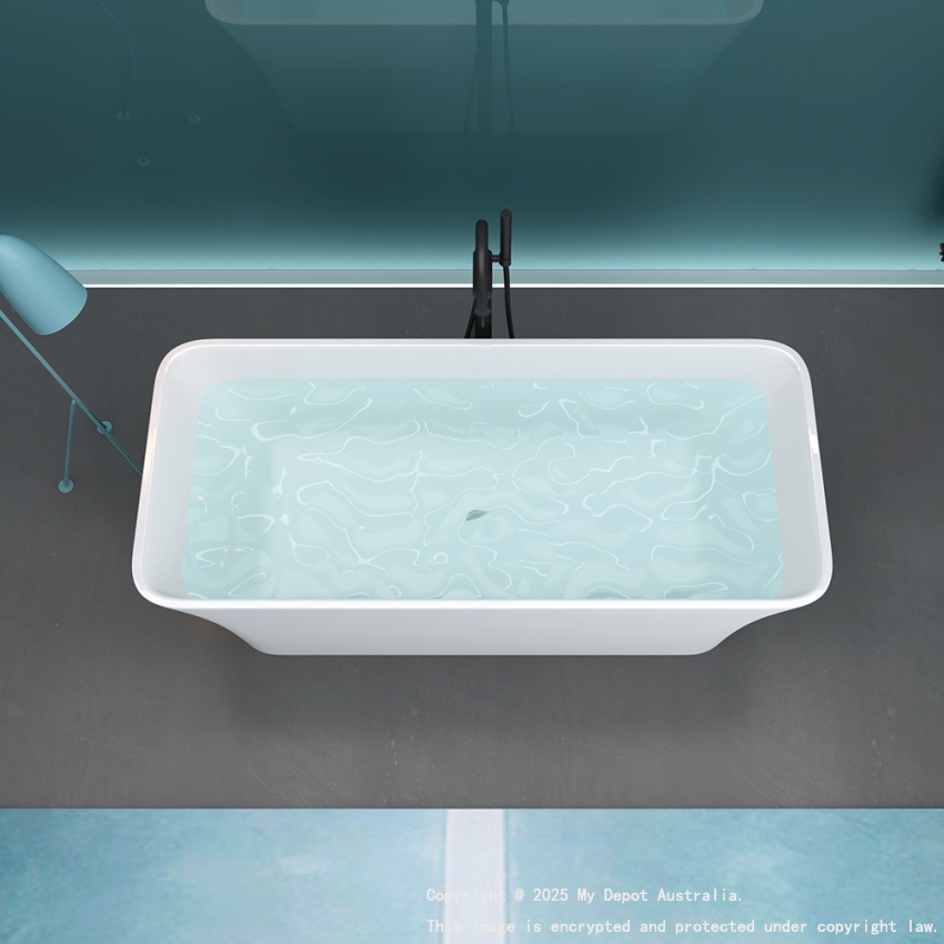 1500mm Rectangle Gloss White Acrylic Free Standing Bathtub No Overflow