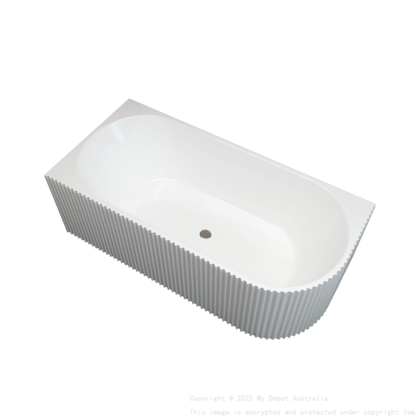 1700mm Kiama Grooved Gloss White Left Corner Fit Fluted Bathtub 