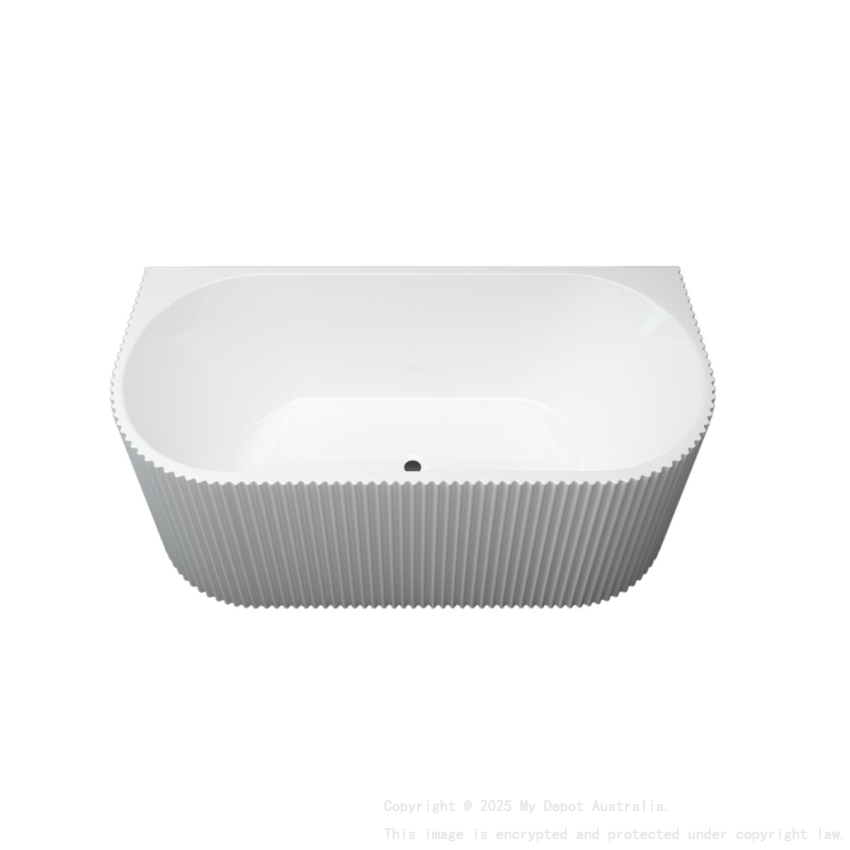 1500mm Kiama Grooved Gloss White Back to Wall FlutedBathtub 