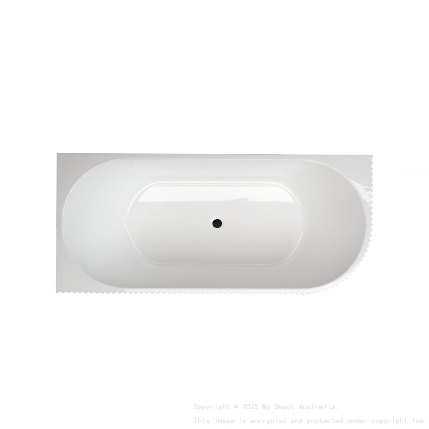 1500mm Kiama Grooved Gloss White Left Corner Fit Fluted Bathtub 