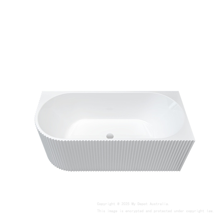 1500mm Kiama Grooved Gloss White Right Corner Fit Fluted Bathtub 