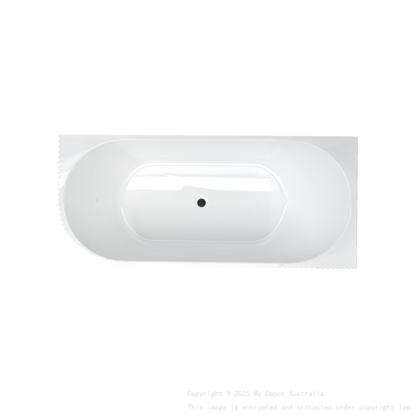 1500mm Kiama Grooved Gloss White Right Corner Fit Fluted Bathtub 