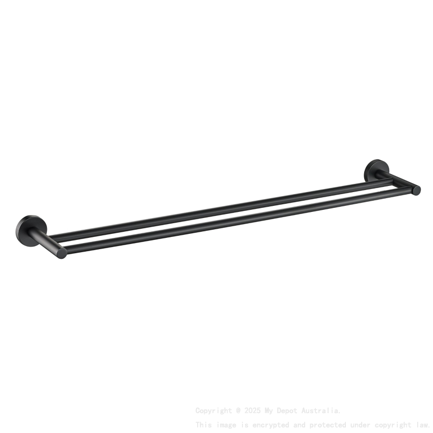 Otus Round Double Towel Rail 600mm Matt Black