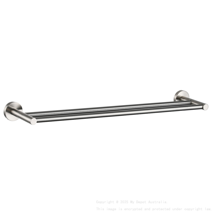 Otus Round Double Towel Rail 600mm Brushed Nickel