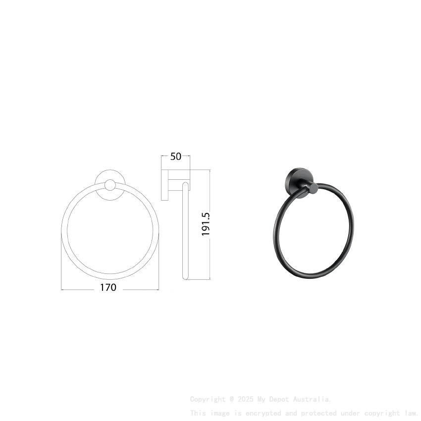 Otus Round Towel Ring Matt Black