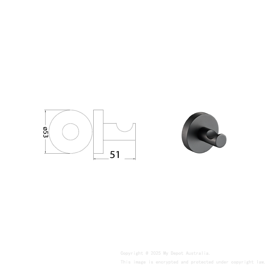 Otus Round Robe Hook Matt Black