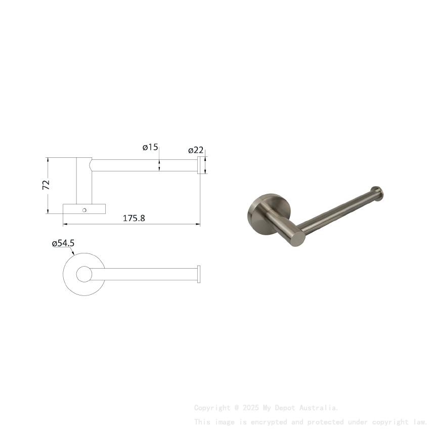 Otus L-Shaped Toilet Roll Holder Brushed Nickel