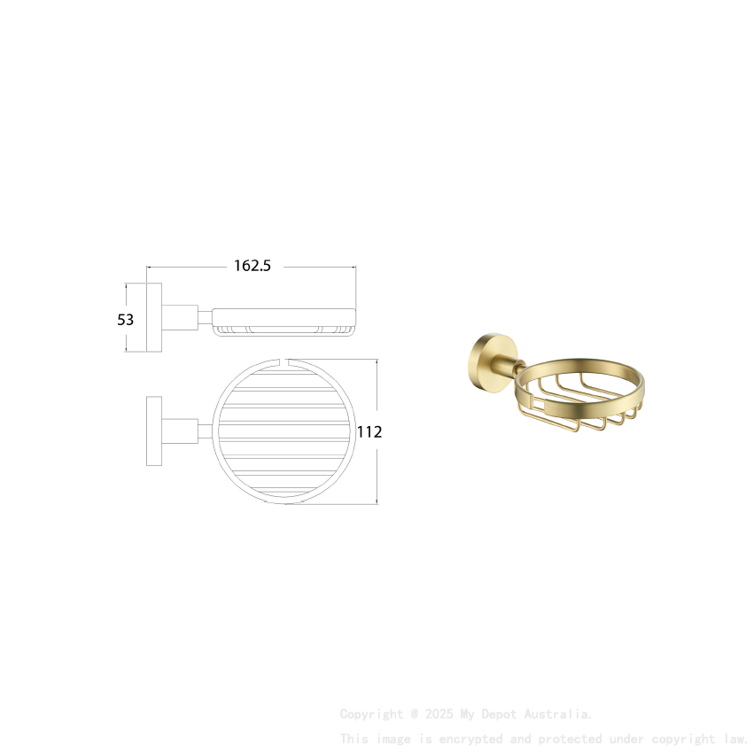 Otus Round Soap Dish Brushed Gold