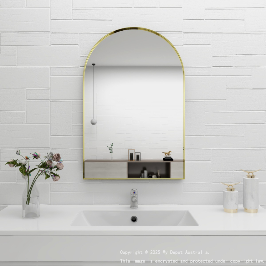 600mm Bronze Framed Bathroom Arch Mirror