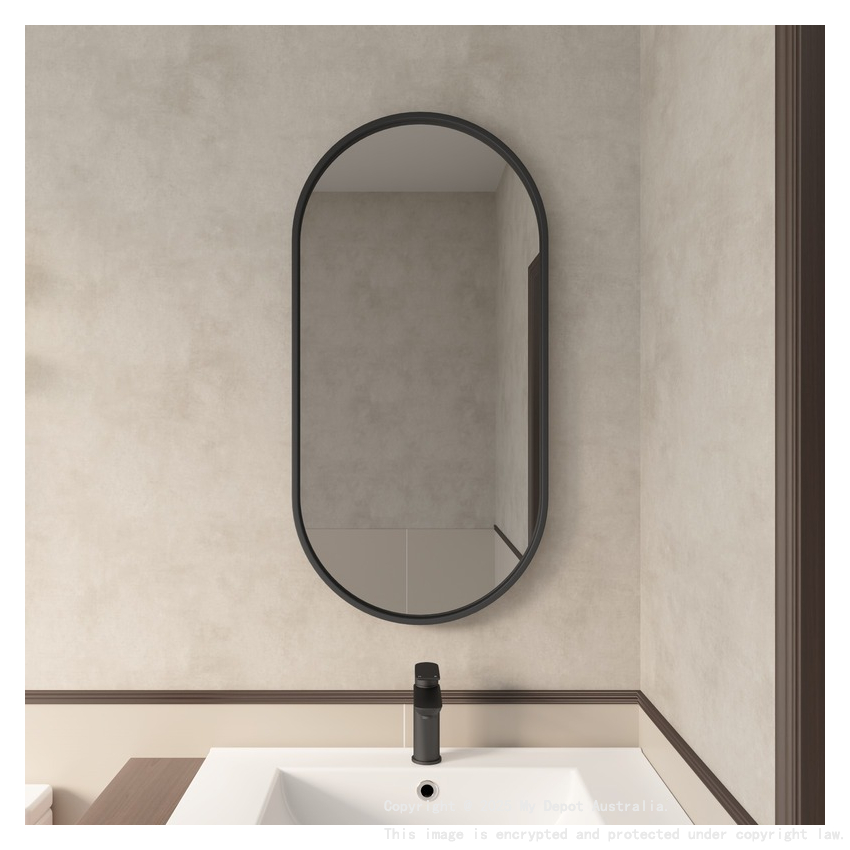 450*900mm Black Framed Oval Mirror Metal Framed Mirror