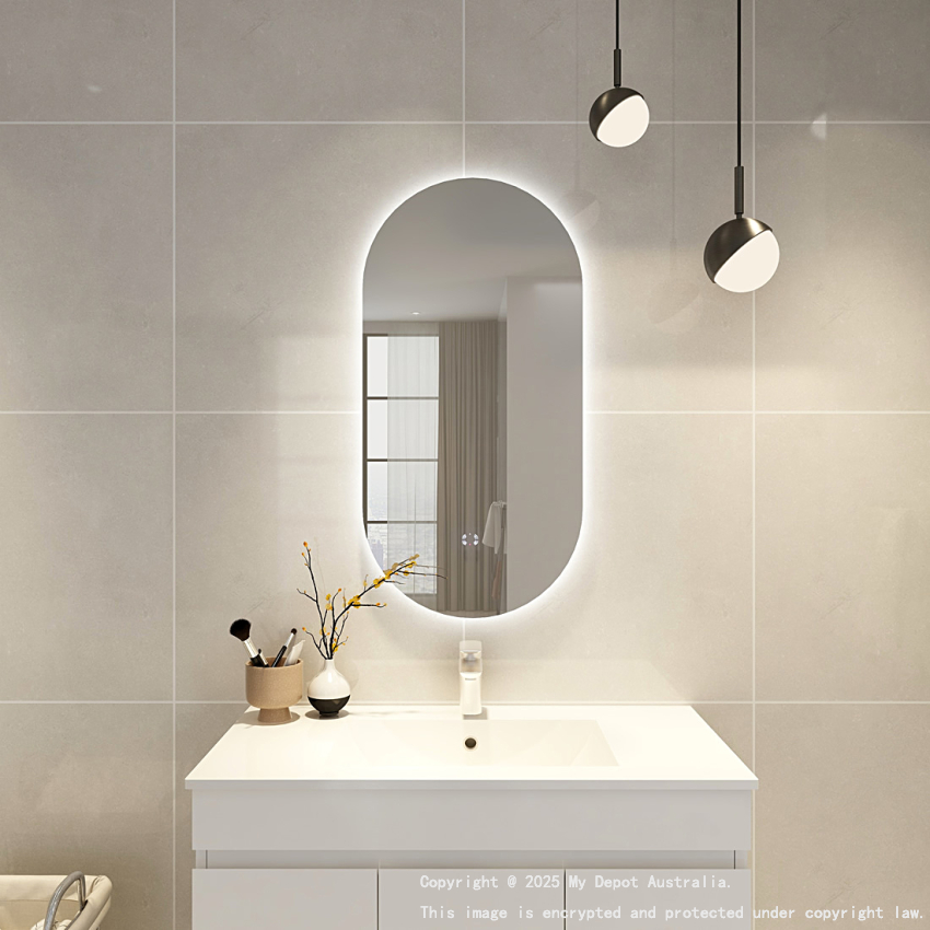 450x900mm Oval 3 Color Backlit LED Mirror(Touchless Sensor Switch)