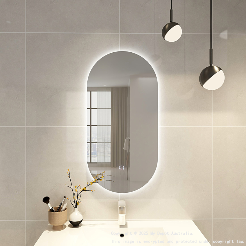 450x900mm Oval 3 Color Backlit LED Mirror(Touchless Sensor Switch)