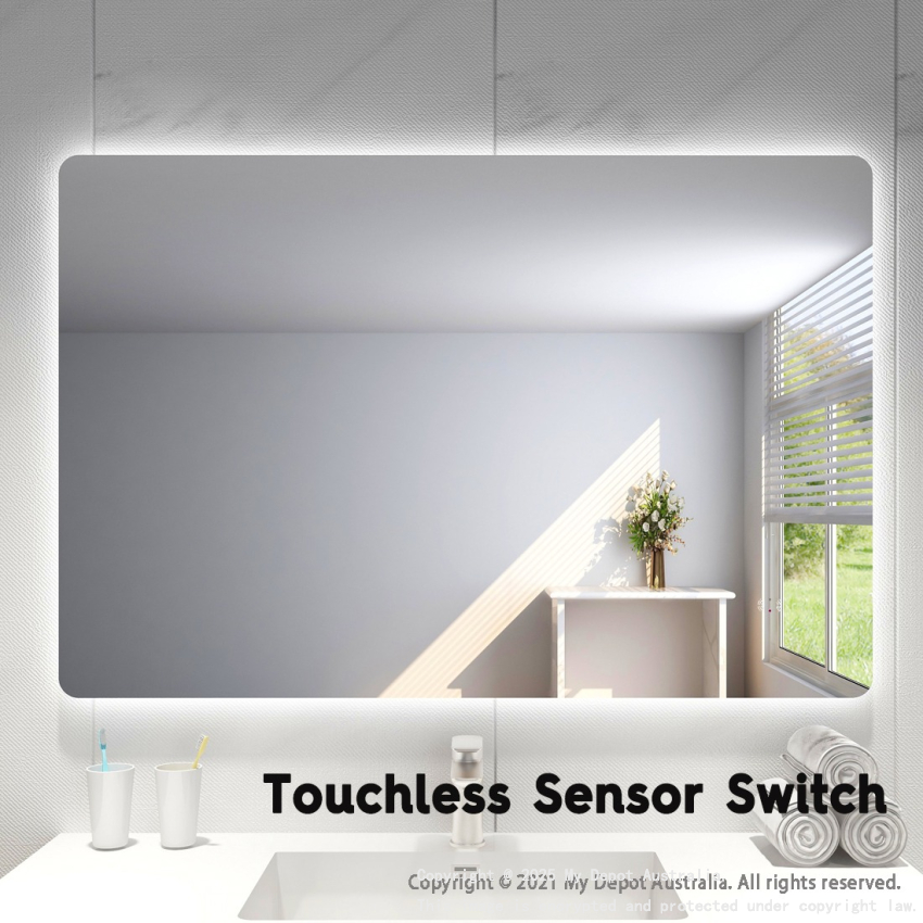 1200mm Curved Rim Rectangle 3 Color Backlit Bathroom LED Mirror(Touchless Sensor Switch)
