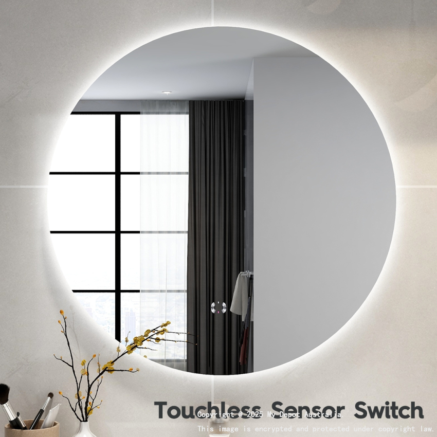 750mm Round 3 Color Backlit Bathroom LED Mirror(Touchless Sensor Switch)