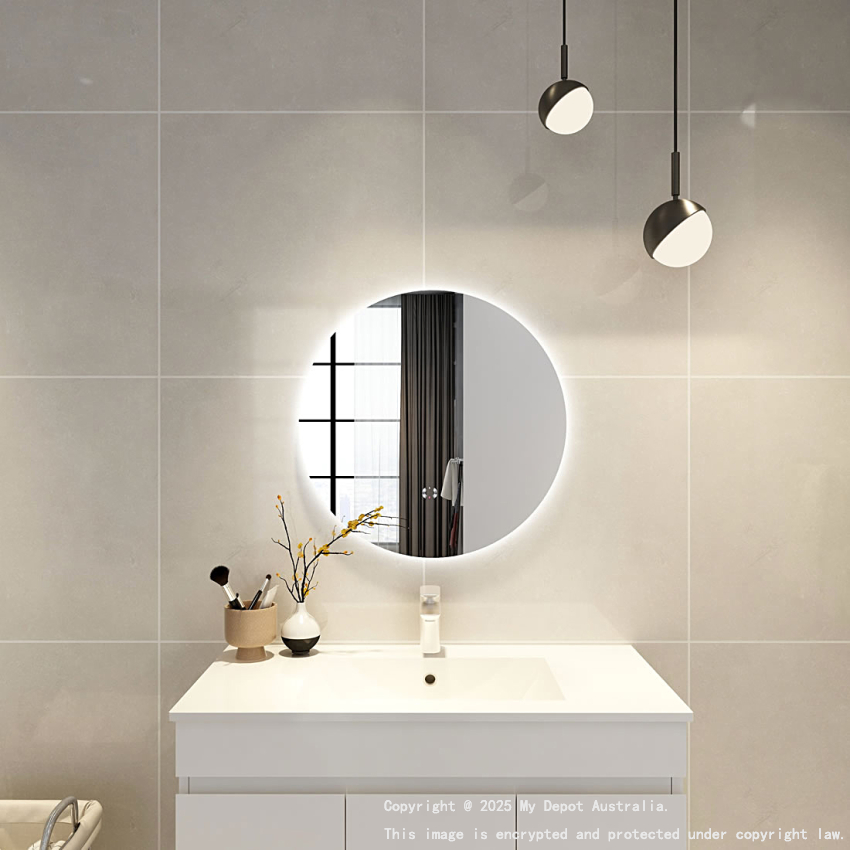 Certified Refurbished 600mm Round 3 Color Backlit Bathroom LED Mirror