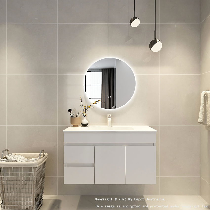 Certified Refurbished 600mm Round 3 Color Backlit Bathroom LED Mirror