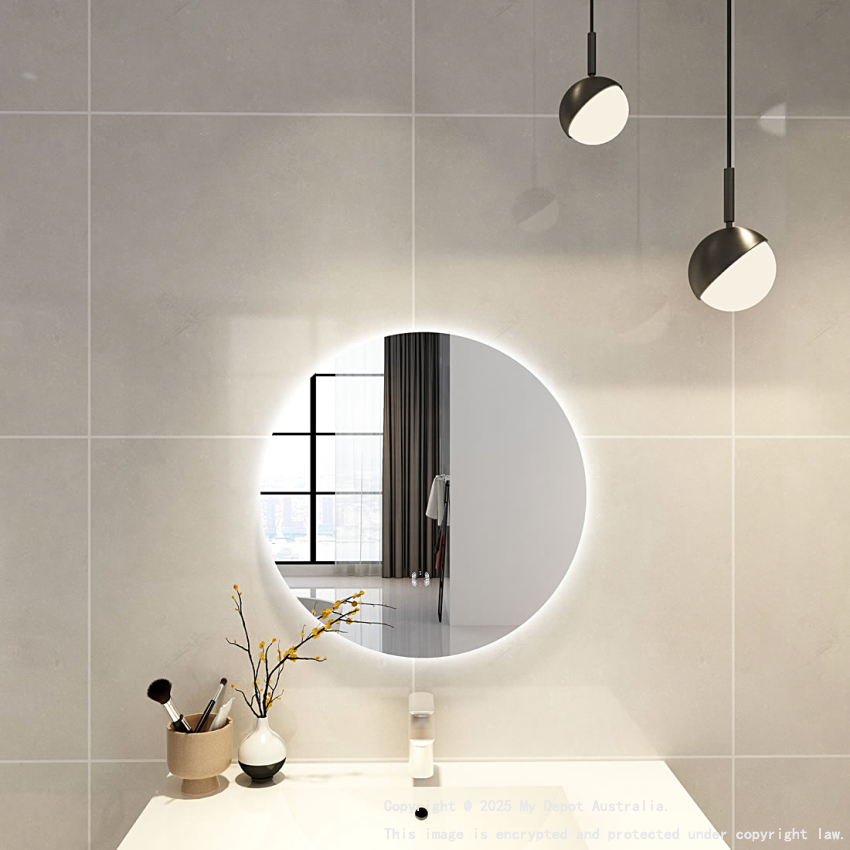 Certified Refurbished 600mm Round 3 Color Backlit Bathroom LED Mirror