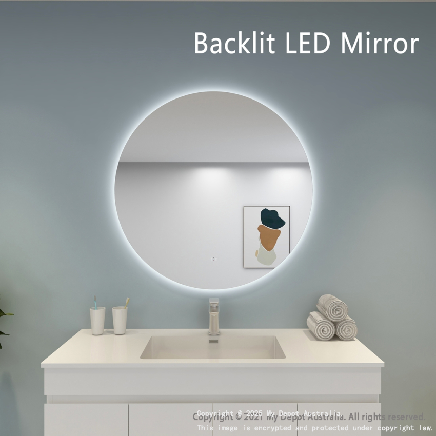 900mm Round 3 Color Backlit Bathroom LED Mirror(Touchless Sensor Switch)