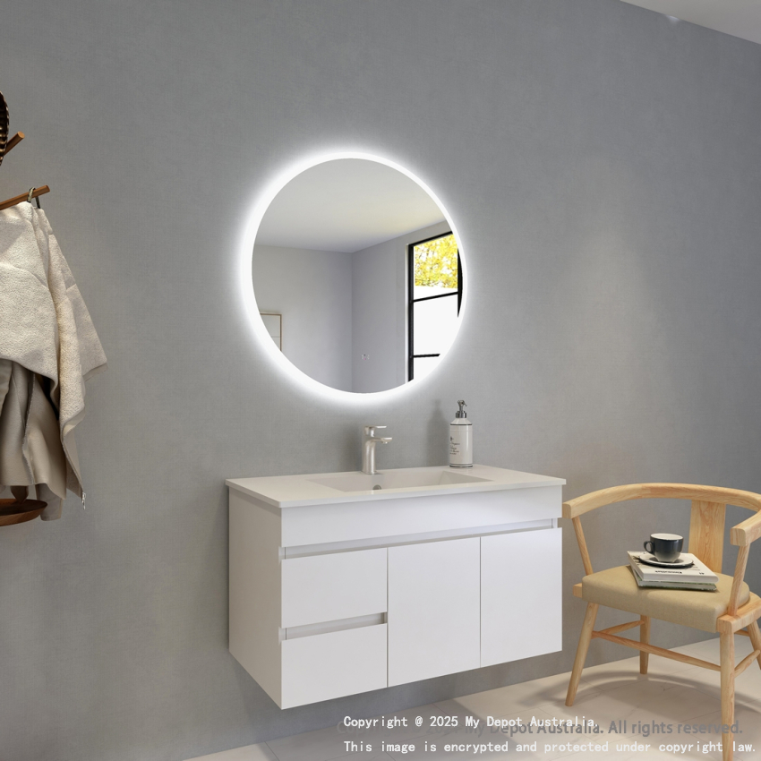 800mm Round 3 Color Frontlit Bathroom LED Mirror(Touchless Sensor Switch)
