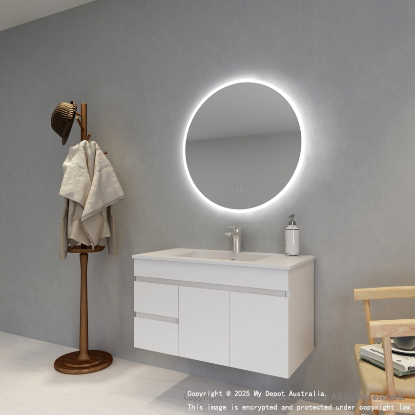 800mm Round 3 Color Frontlit Bathroom LED Mirror(Touchless Sensor Switch)