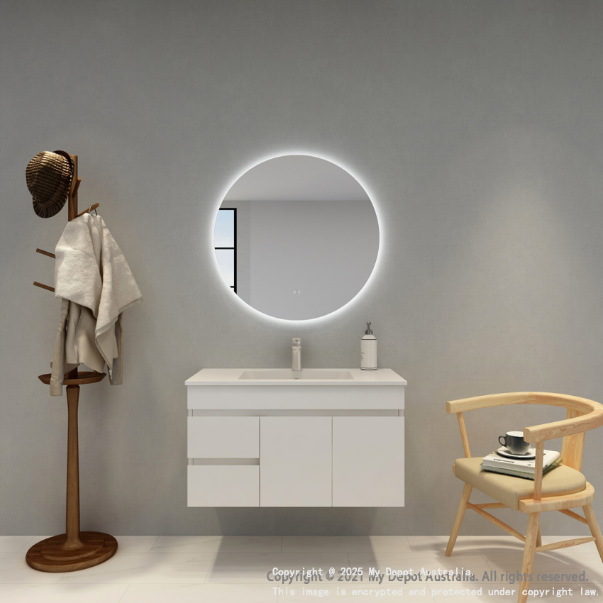 800mm Round 3 Color Backlit Bathroom LED Mirror(Touchless Sensor Switch)