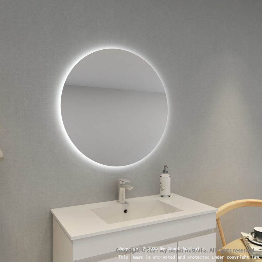 800mm Round 3 Color Backlit Bathroom LED Mirror(Touchless Sensor Switch)