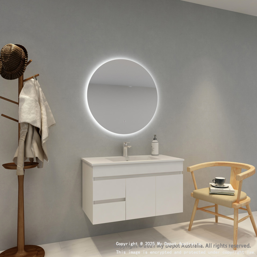 800mm Round 3 Color Backlit Bathroom LED Mirror(Touchless Sensor Switch)