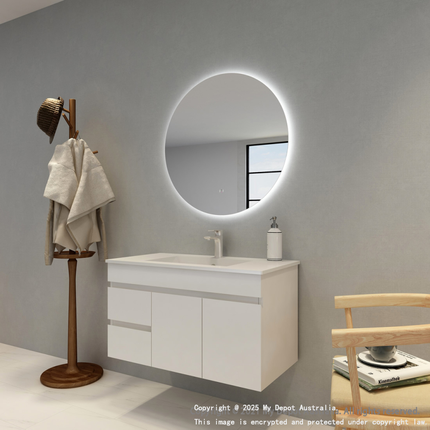 800mm Round 3 Color Backlit Bathroom LED Mirror(Touchless Sensor Switch)