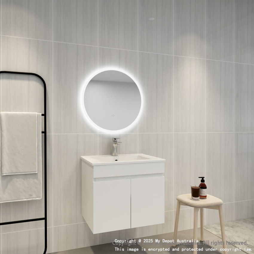 600mm Round 3 Color Frontlit Bathroom LED Mirror(Touchless Sensor Switch)