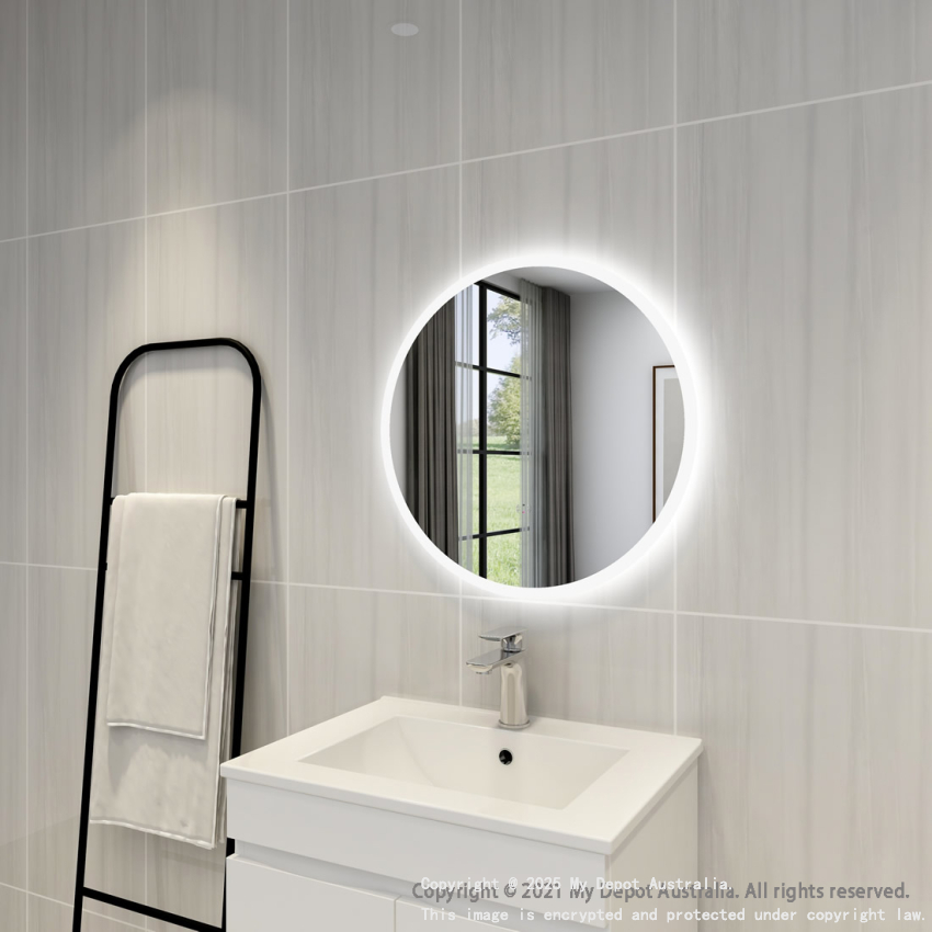 600mm Round 3 Color Frontlit Bathroom LED Mirror(Touchless Sensor Switch)