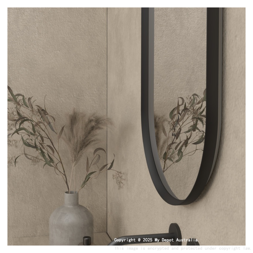 450×900mm Matte Black Framed Oval 3 Color Backlit LED Mirror(Touchless Sensor Switch)