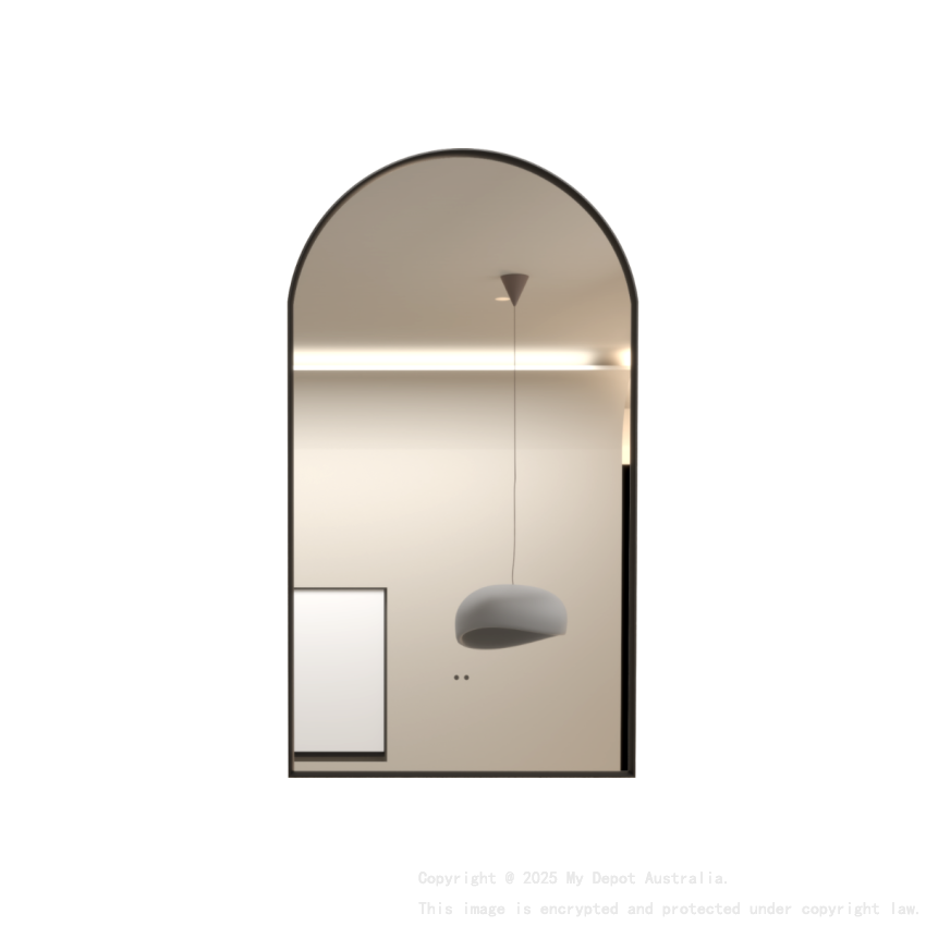 500x900mm Matte Black Framed Arch 3 Color Backlit LED Mirror(Touchless Sensor Switch)