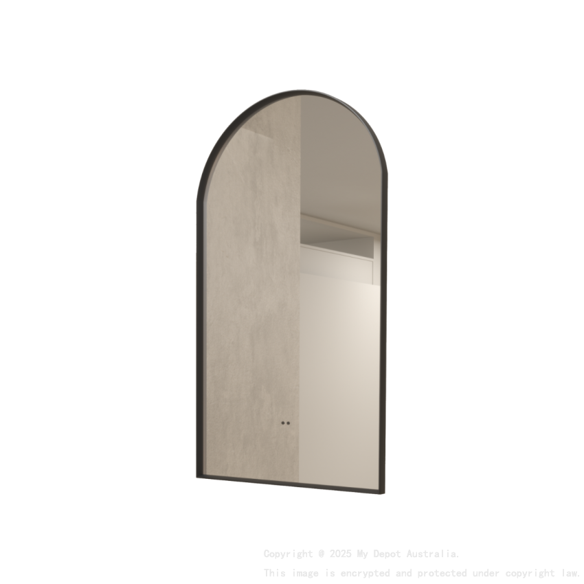 500x900mm Matte Black Framed Arch 3 Color Backlit LED Mirror(Touchless Sensor Switch)