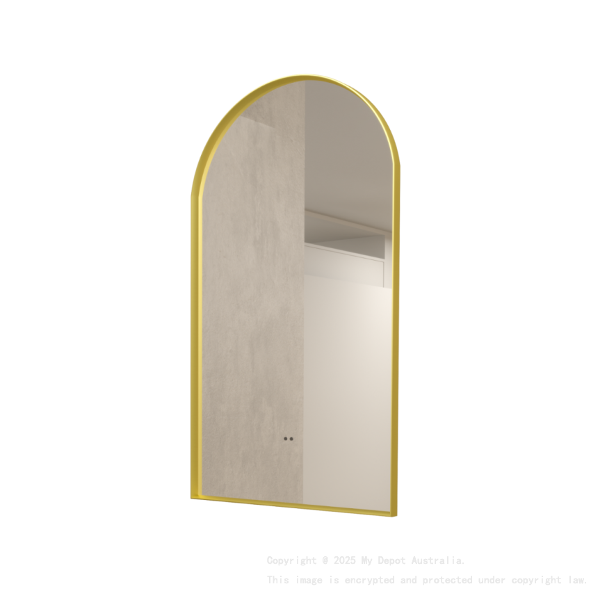 500x900mm Brushed Gold Framed Arch 3 Color Backlit LED Mirror(Touchless Sensor Switch)