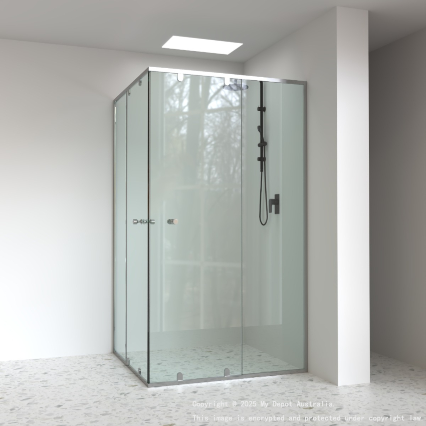 6mm Corner Semi Framed Shower Screens, L Shape, Double Slider