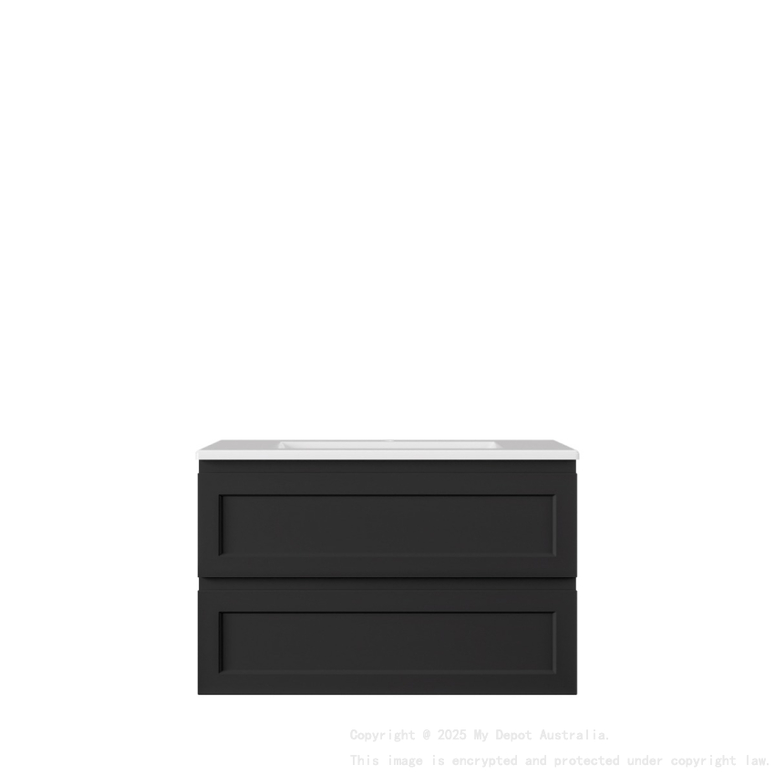 890*360*560mm Matte Black Archill Federation Wall Hung Ensuite PVC Cabinet Left Hand Drawer