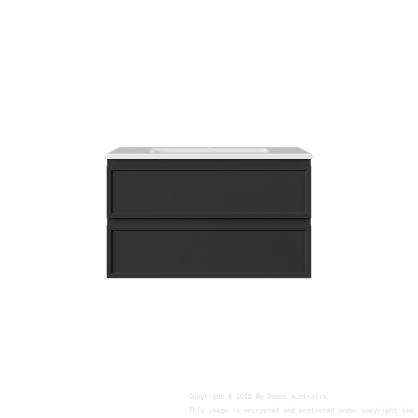 890*455*560mm Matte Black Hamilton Federation Wall Hung PVC Cabinet Two Drawers