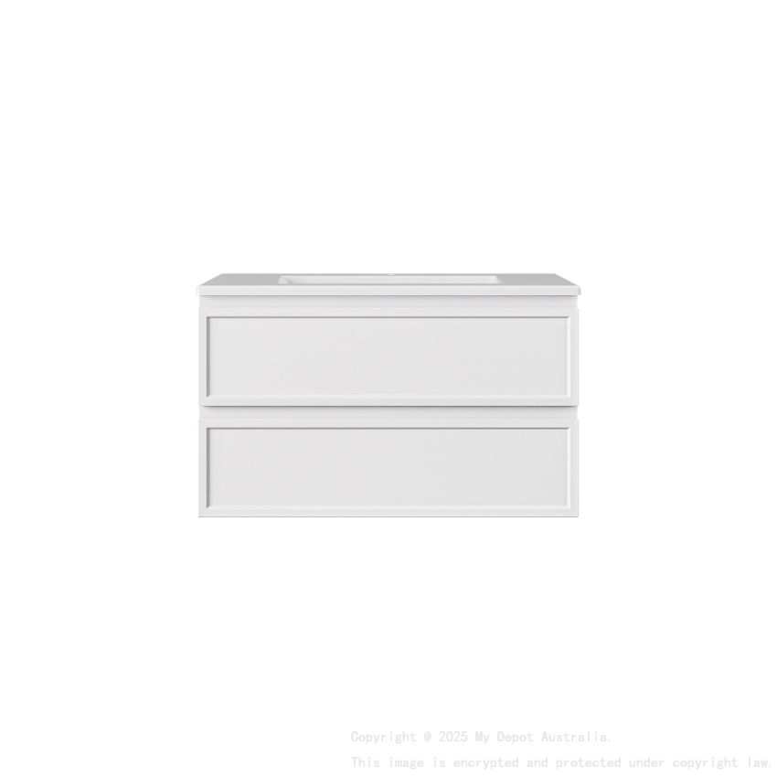 890*455*560mm Matte White Hamilton Federation Wall Hung PVC Cabinet Two Drawers