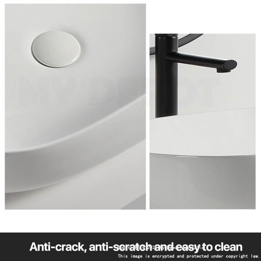 460mm Rectangle Gloss White Ceramic Above Counter Basin Non-overflow