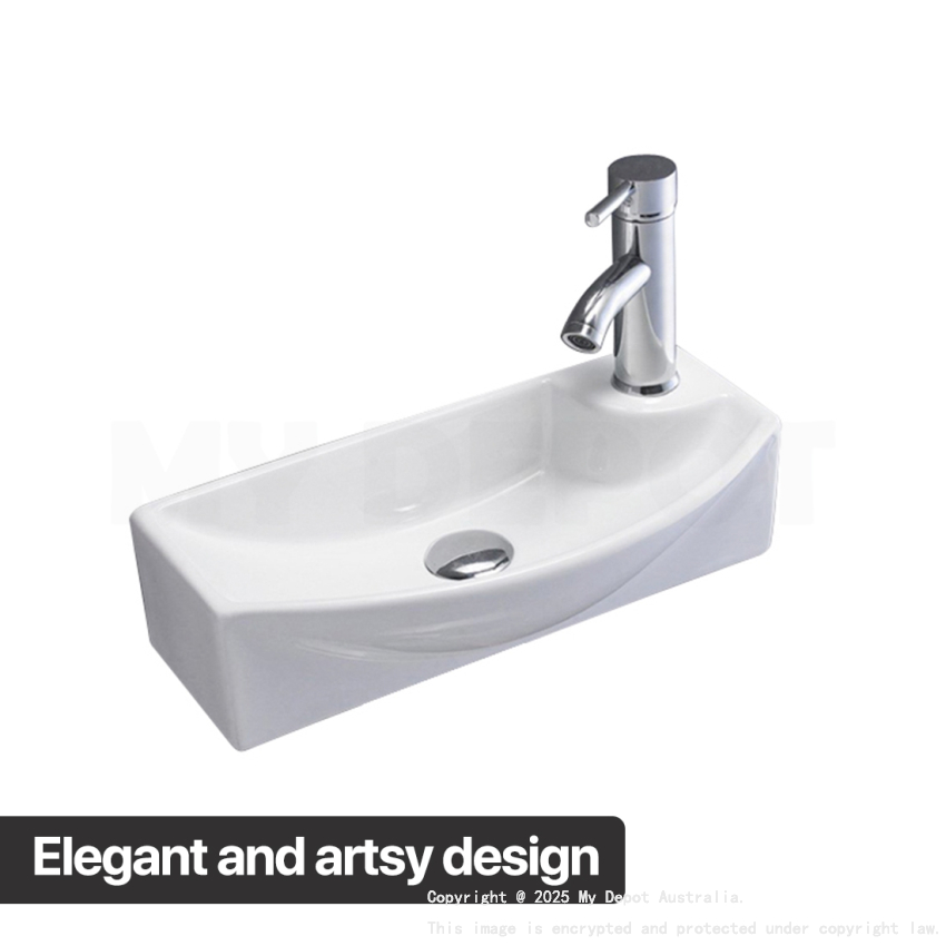 460mm Rectangle Gloss White Ceramic Above Counter Wall Hung Basin Non-overflow