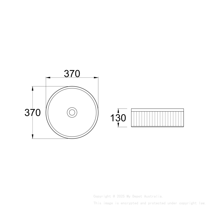 370mm Round Fluted Gloss White Ceramic Basin Ribbed Art Basin Above Counter Basin