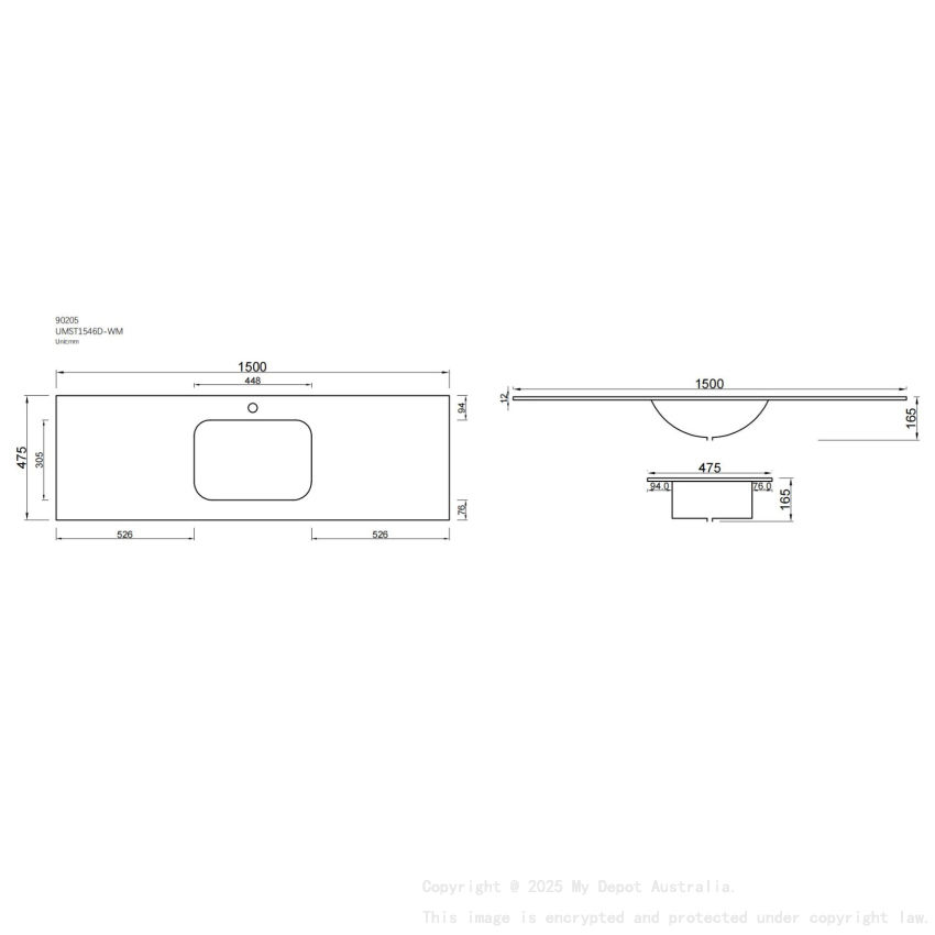 1500L*460D*180Hmm White Marble Look Sintered Stone Top With Double Undermount Basin